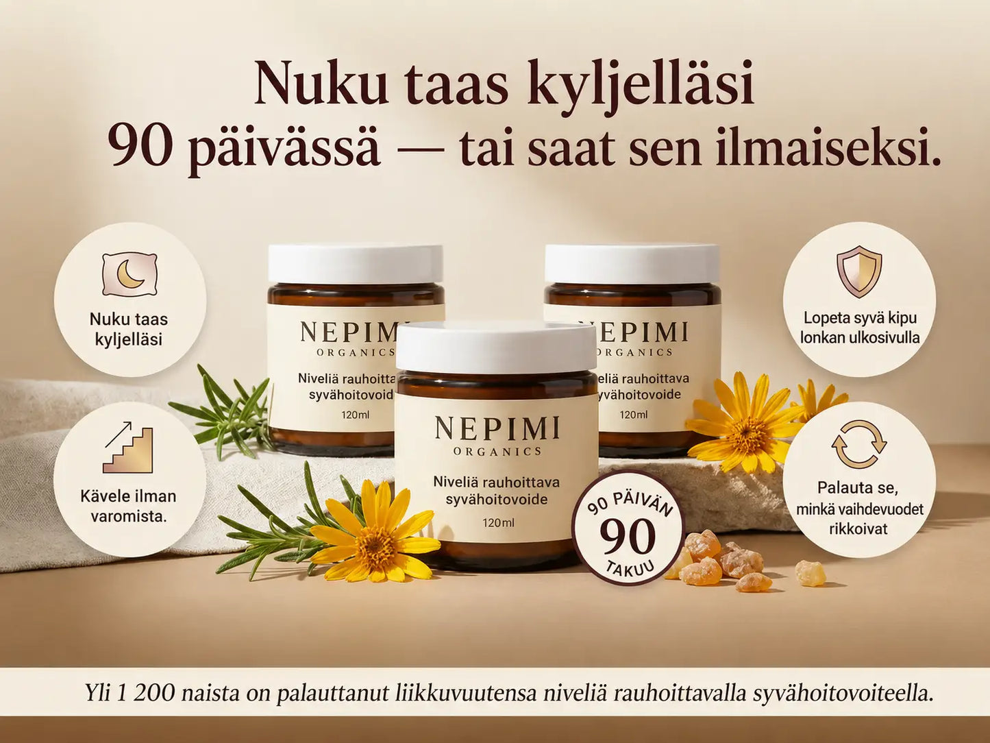 Nepimi™ | Syvävaikutteinen hoitovoide nivelten rauhoittamiseen (Finland)