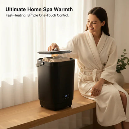 TMWINGS 20L Luxury Spa Towel Warmer Buckets with 4 Timing, Black