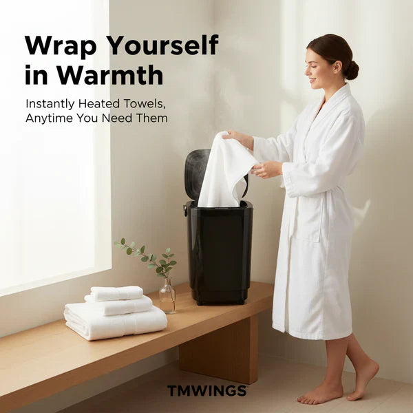 TMWINGS 20L Luxury Spa Towel Warmer Buckets with 4 Timing, Black