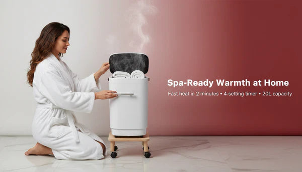 TMWINGS 20L Luxury Spa Towel Warmer Buckets with 4 Timing, Black