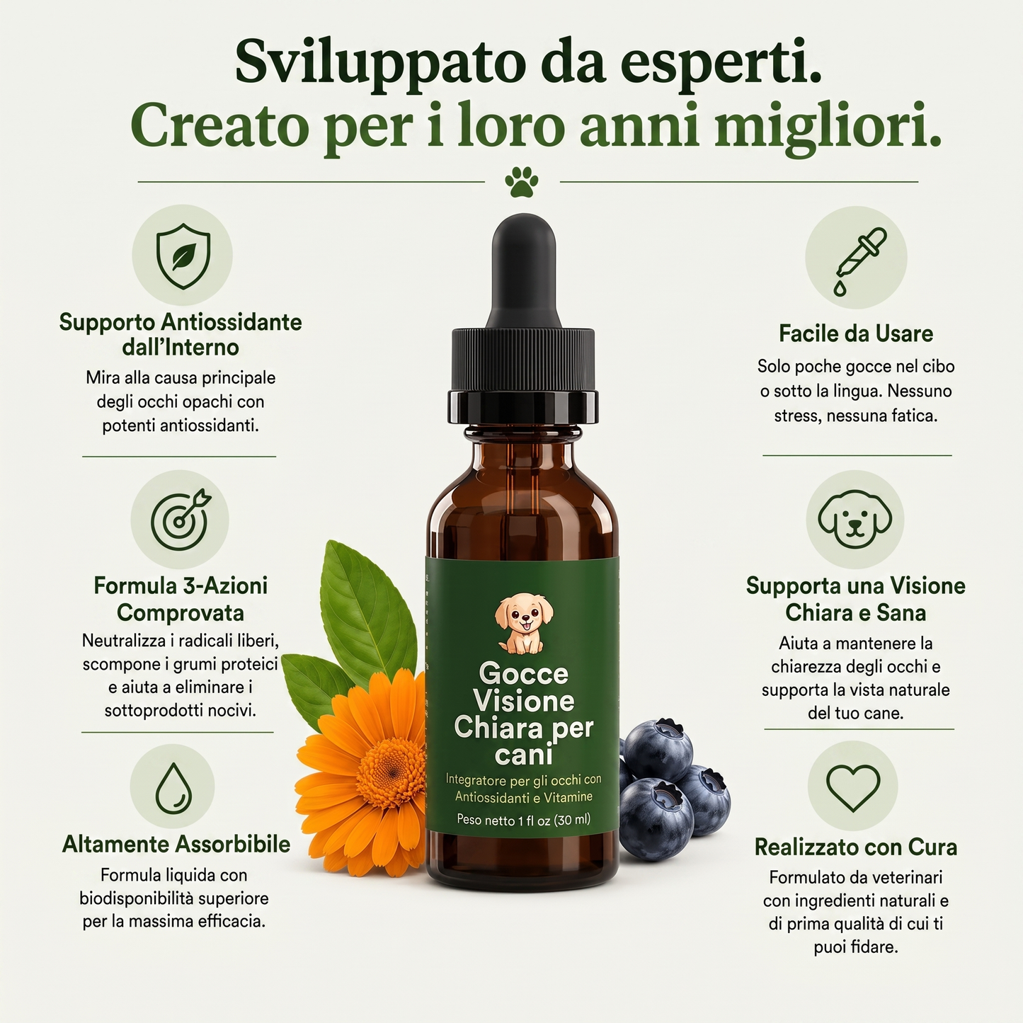 Cataratta Clear Vision – Gocce Antiossidanti per la Vista del Cane